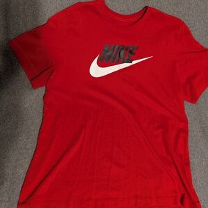 Nike Red Tee with Black and White Logo *Small Hole*